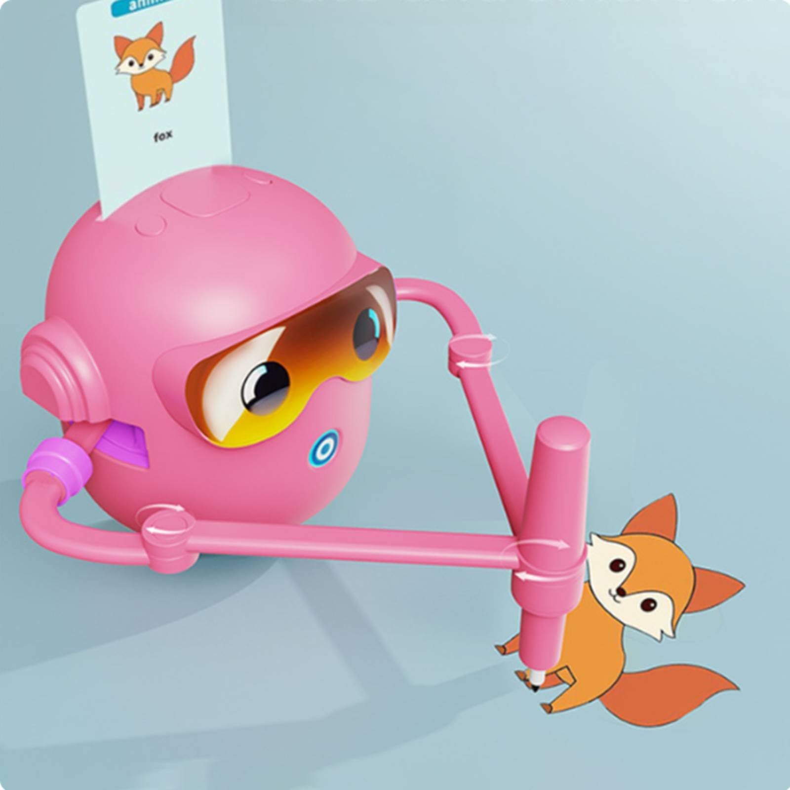 Robot da Disegno per Bambini Giocattolo Arte Interattiva Didattico Completo Lettura Rapida Carte 0.3s Motorizzati Pratica Del 100 Schede Incluse, Rosa, Senza Penne