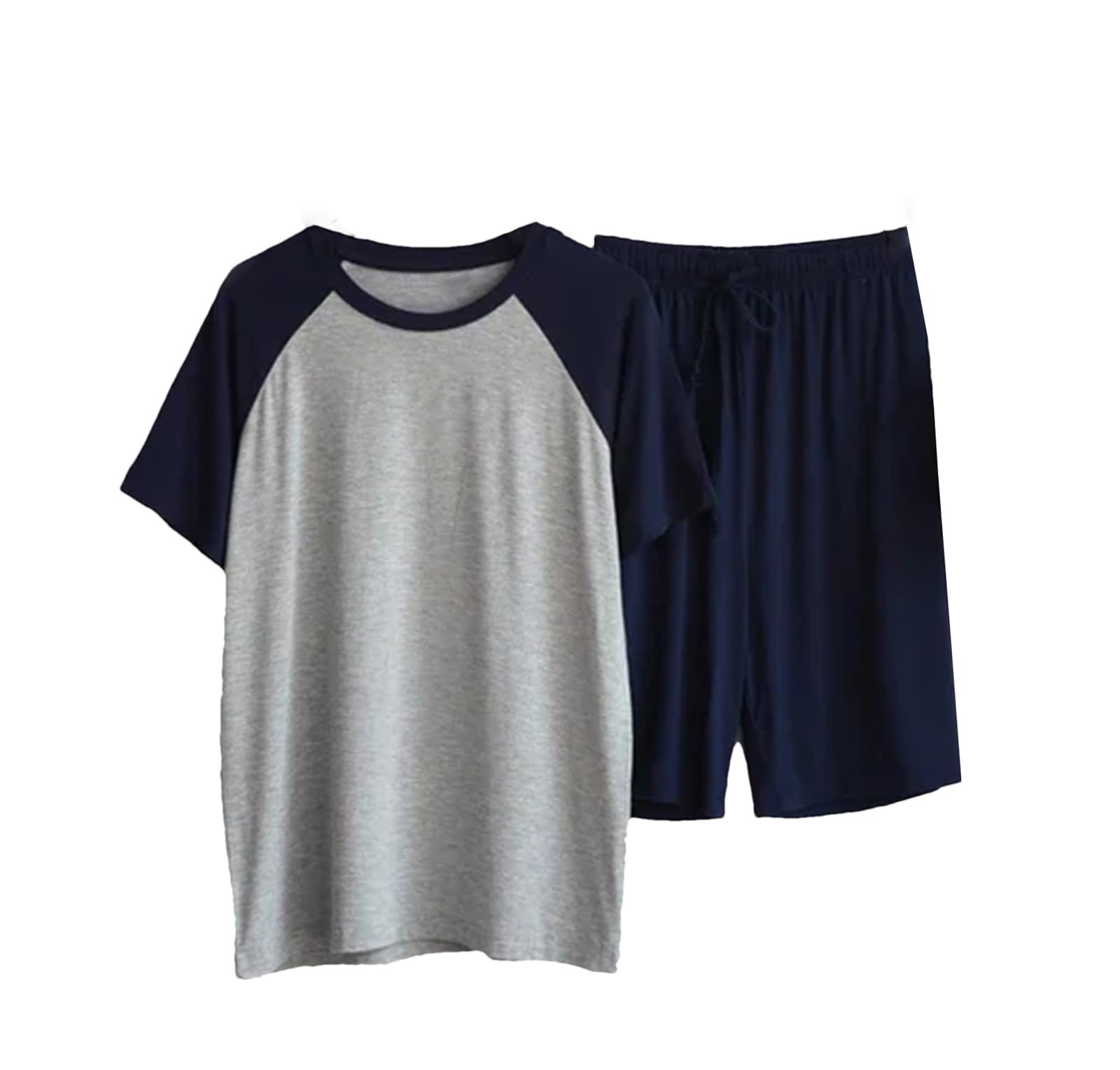 Lmtossey Pijama de verano modal para sección delgada, pantalones cortos sueltos de manga corta, se pueden llevar fuera del hogar