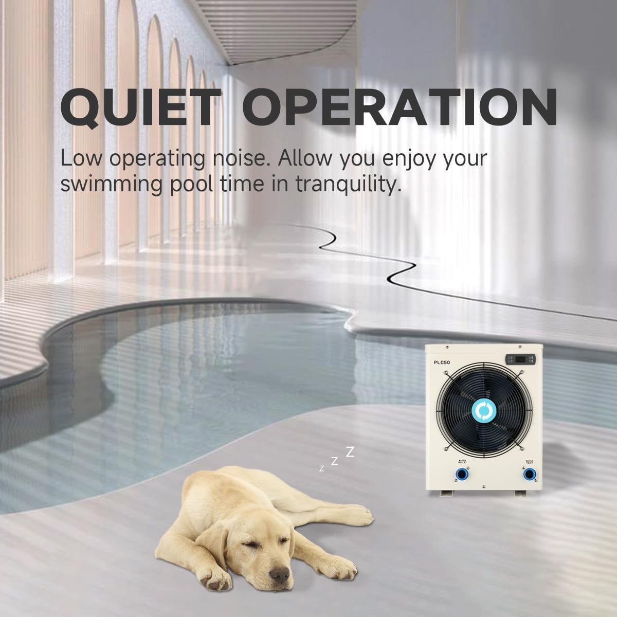 Above Ground Pool Heater, Max 15826BTU Electric Swimming Pool Heat Pumps for Pools up to 4000 gallons, Fits 9/11/15 Foot Pool and Spas, 120V/60Hz, PLC50