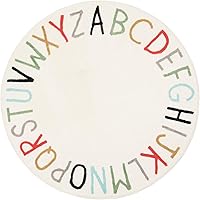 Topotdor 40 Inch Rainbow Alphabet Round Play Rug - Extra Soft Nursery Mat for Toddlers, Kids Bedroom Crawling Area (Multi Color)