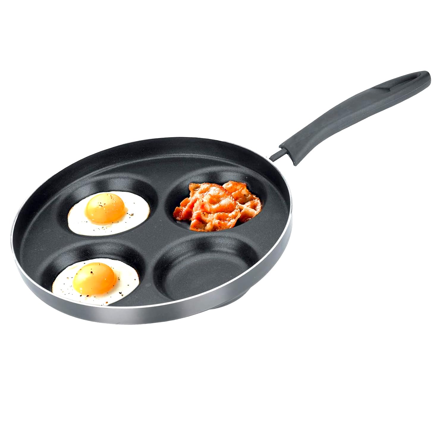 Avilia Padella Antiaderente con 4 Stampi per Pancake, Uova, Hamburger - Rivestimento Senza PFOA, Compatibile con Piano a Gas, Elettrico, Ceramico, Facile da Pulire, Ideale per Cucina Salutare, 24cm