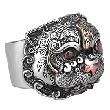 OKUMEYR Anillo Diseño Único Resistente Pi Yao de Cobre Vintage para Atraer Riqueza y Salud Adecuado para Hombres y Mujeres Ocasión