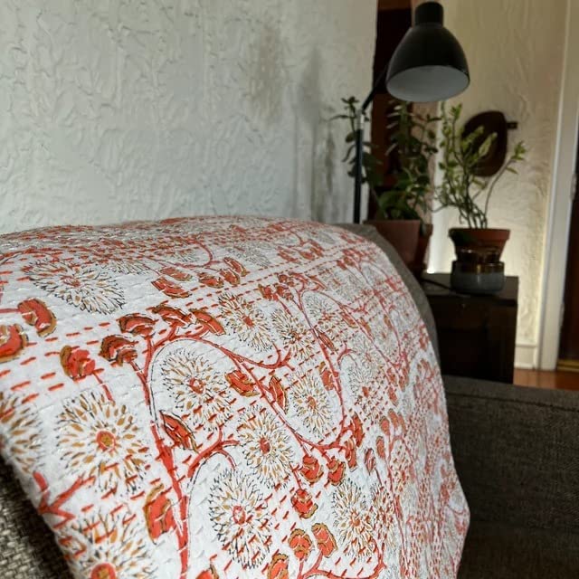 Couvre-lit indien coton Kantha motif Gudari jeté de lit artisanal