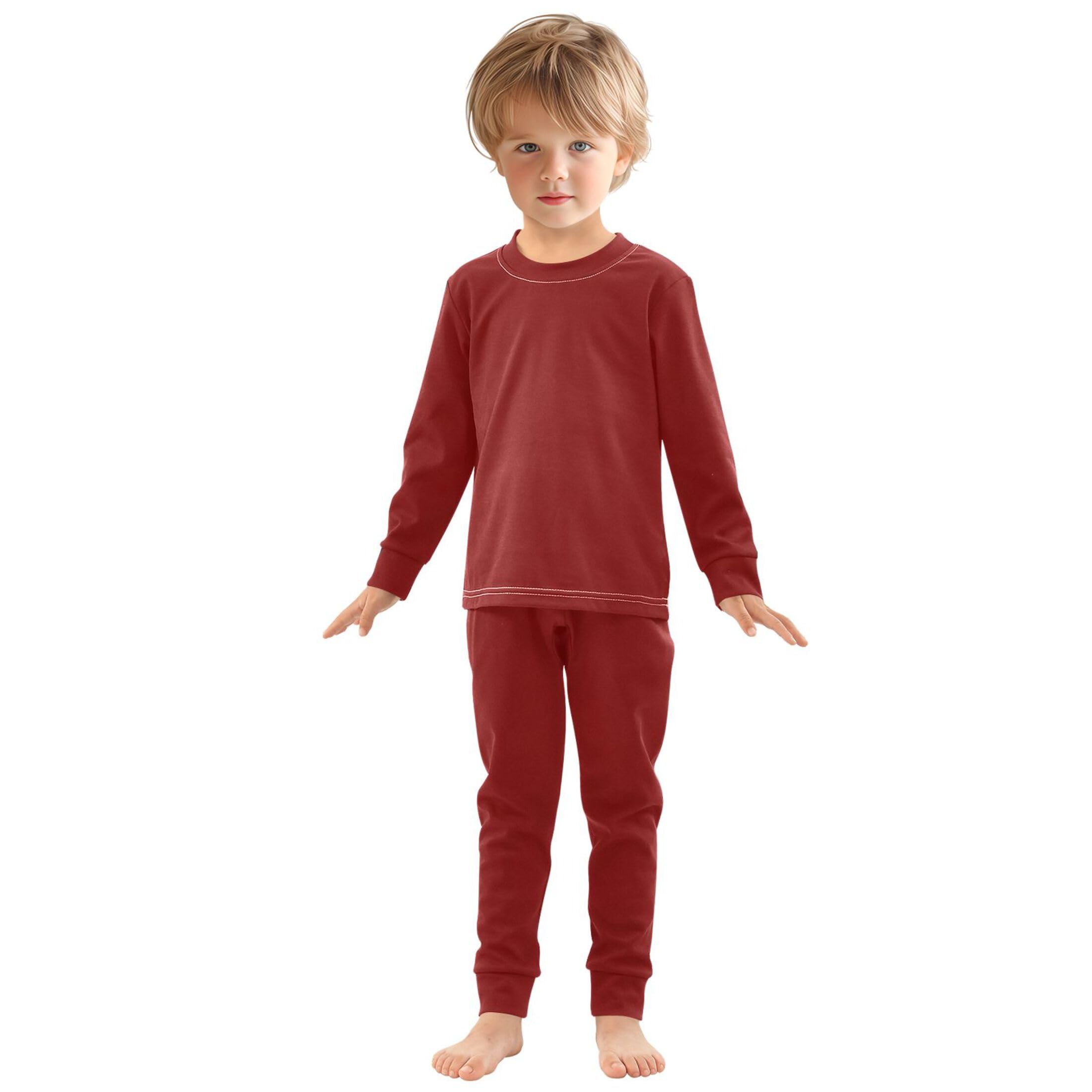 Maroon Long Sleeve Pajamas Set Sleepwear Jammies 2pcs Set Pjs Maroon