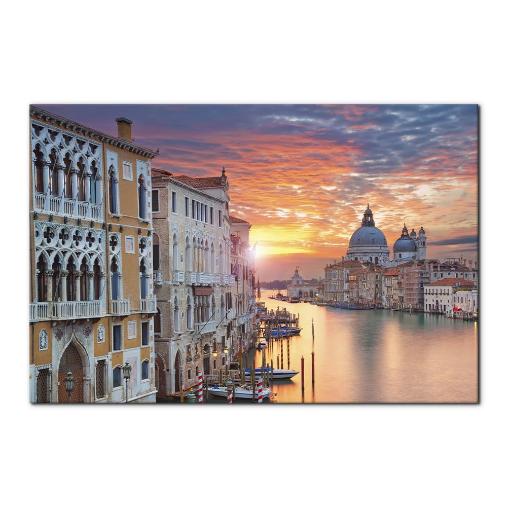 Pacimo Modern Wall Art Grand Canal in Venice Pictures Paintings Print on Canvas Sunset Cityscape Giclee Prints Artwork Gallery Wrapped Wall Decor