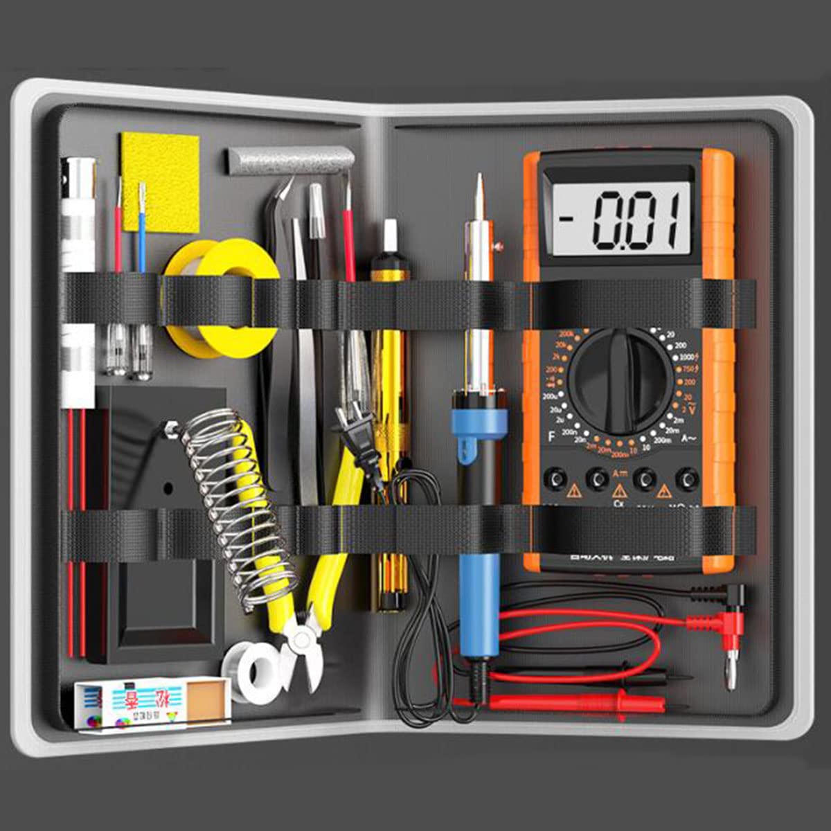 Kit per Saldatura Elettronica per Saldatore, Kit per Saldatore Portatile con Multimetro, Kit per Saldatura per Progetti Elettronici per Principianti