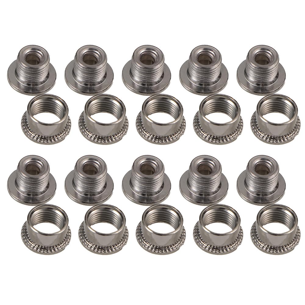 Pokinge 10Pcs Fiets Kettingblad Bouten Crankstel M8 6.5mm Staal Enkele Schijf Kettingblad Crank Moeren Kettingwiel Bouten Schroeven Zilver Fiets Onderdelen Accessoires
