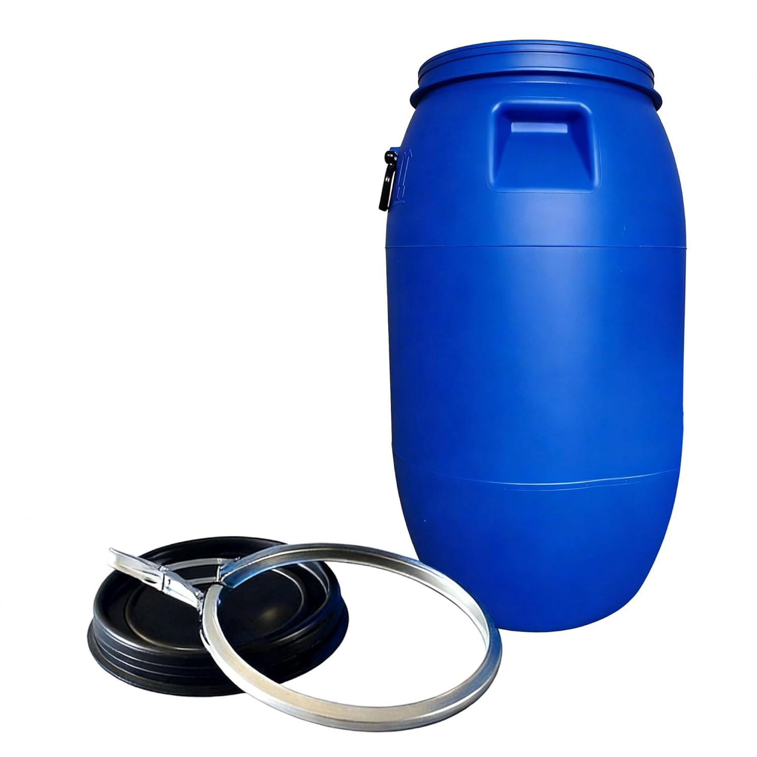 Blue Food Grade Plastic Barrel with Lid Multifunctional HDPE Plastic Drum Shipping Container for Home Brewing Agriculture Industrial Use(60L)