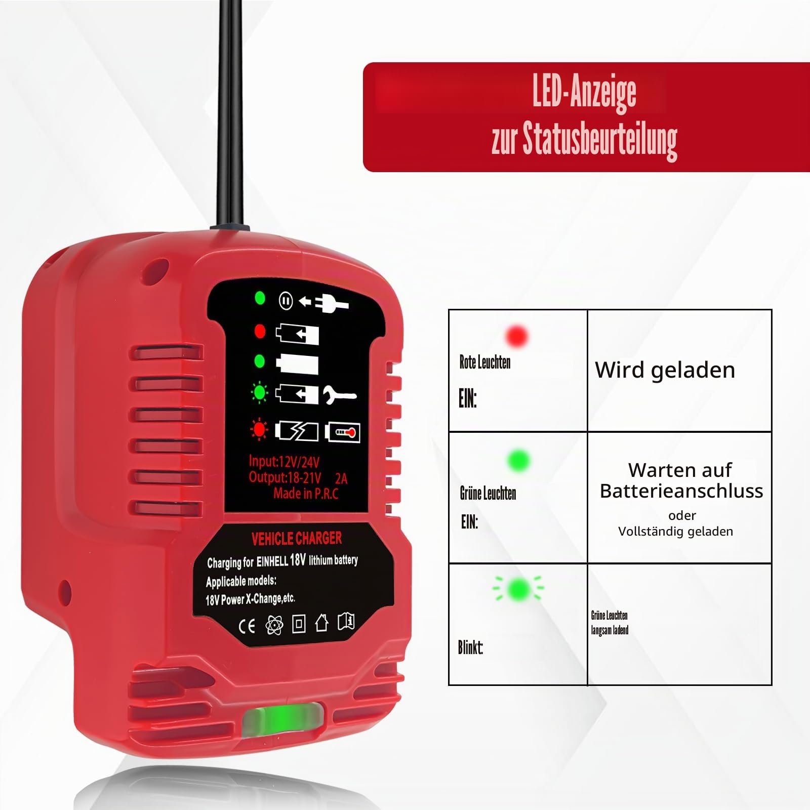 Ladegerät für Einhell 18V Power X-Change Akku, Tragbares Mini-Schnellladegerät für Einhell 18V Akku 4511396 4511437 4511437OVP PXBP-300