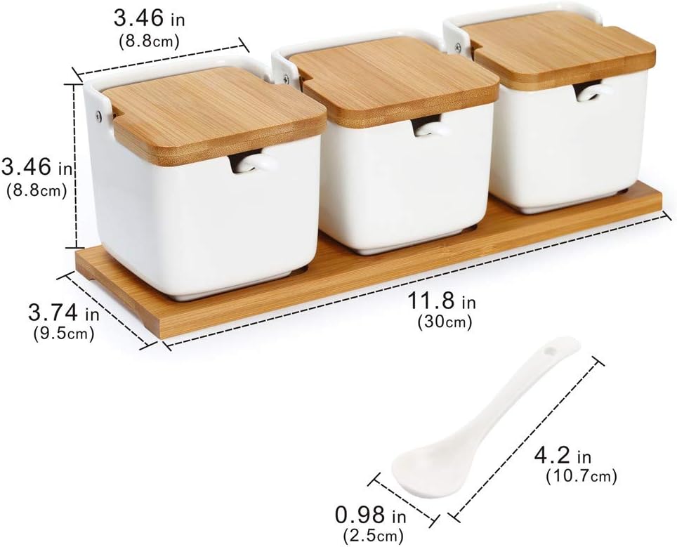 Product Deal Porcelain Sugar Bowl Condiment Jar-Ceramic Spice Container with Flip Top Bamboo Lids and Spoons, Set of 3 Sugar Container, 9.1 FL OZ, for Kitchen Home Amazon Crazy 🔥 Deals Porcelain Sugar Bowl Condiment Jar-Ceramic Spice Container with Flip Top Bamboo Lids and Spoons, Set of 3 Sugar Container, 9.1 FL OZ, for Kitchen Home