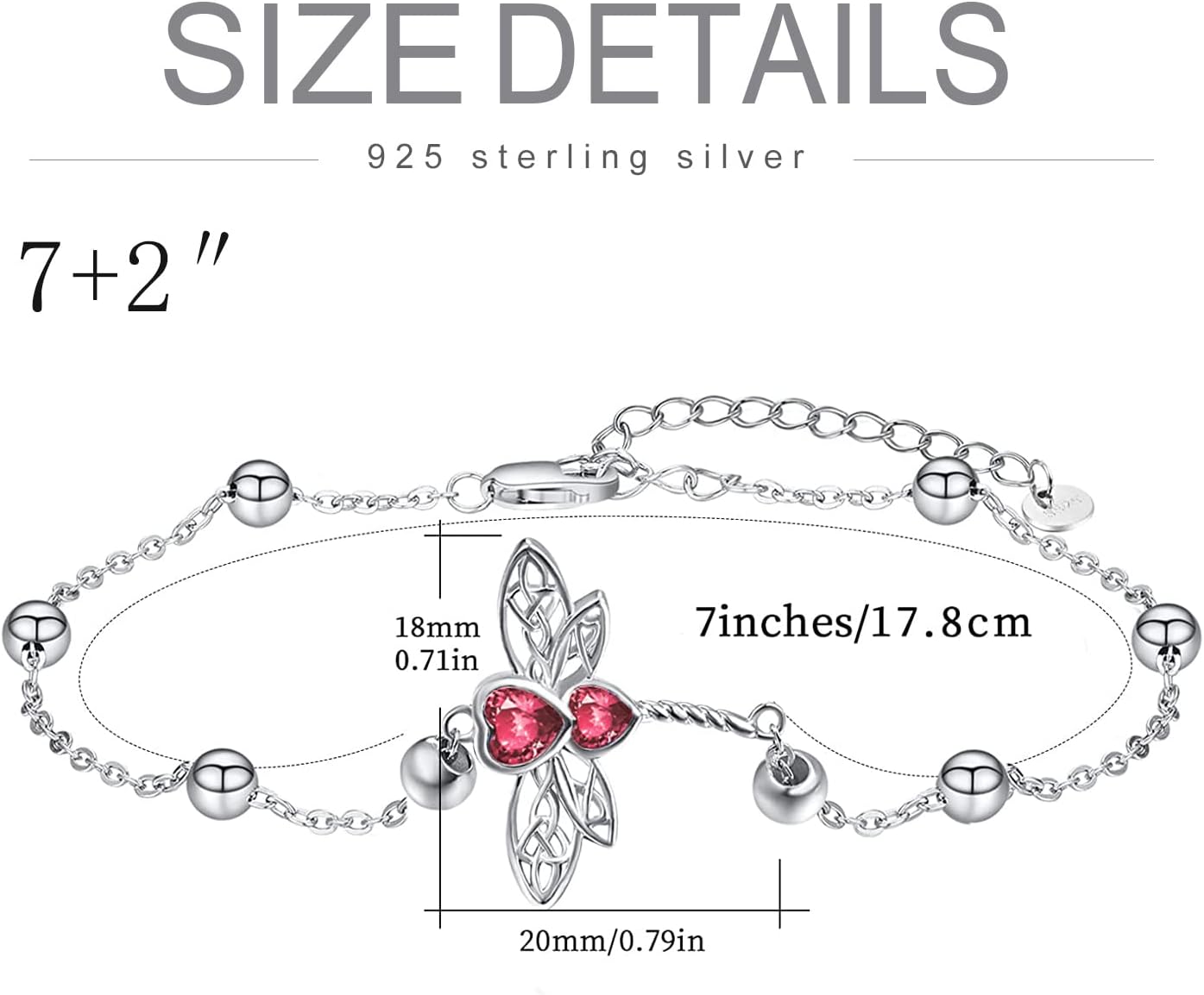 Dragonfly 925 Sterling Silver Bracelet with Birthstone Crystal for Women Dragonfly lover Dainty Bracelet Anniversary Mother’s Day Birthday for Mom Daughter Sister - Image 7