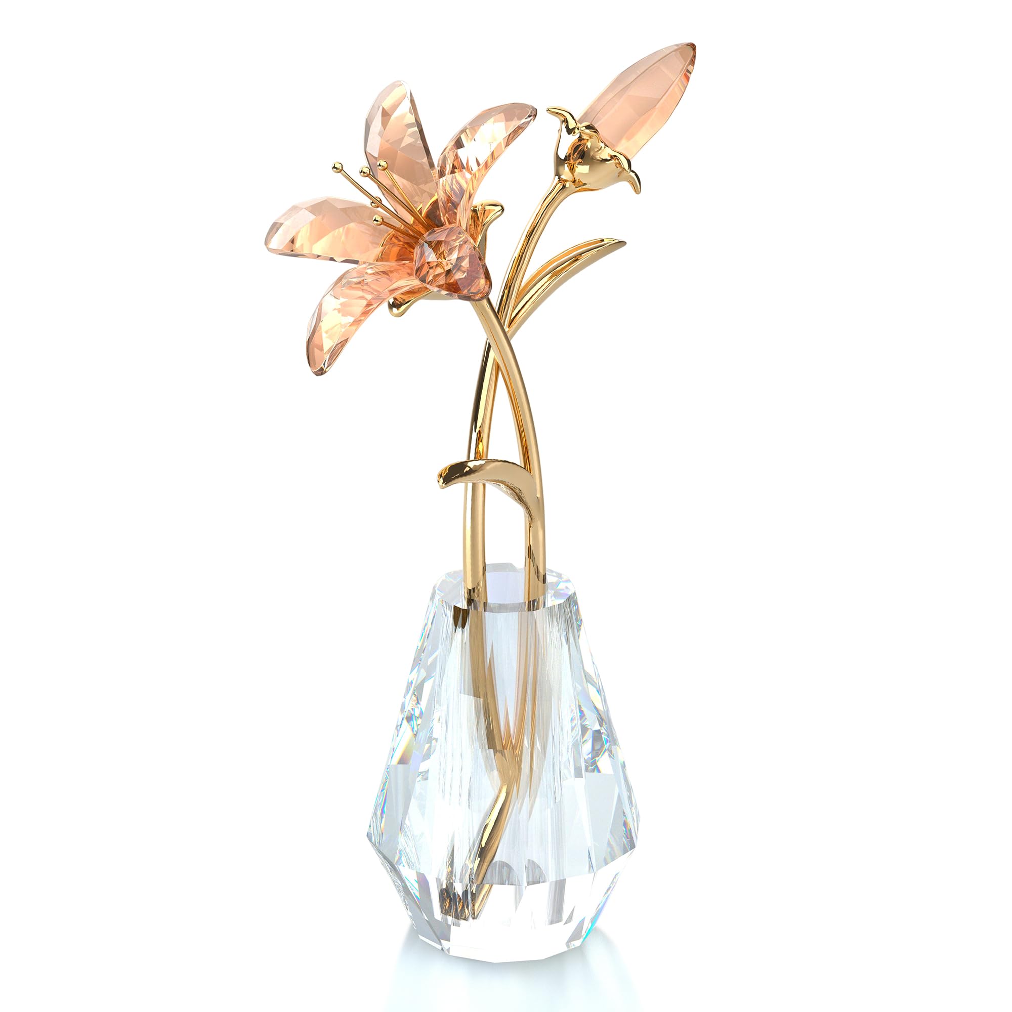 lily⭐︎ Amazon.com: Crystal Tiger Lily Flowers with Crystal Vase Metal