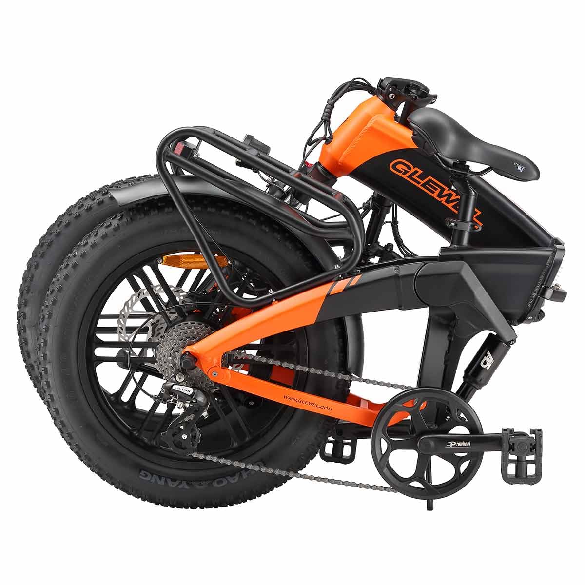 GLEWEL ELITE Bici Elettrica Fat Tire Pieghevole for Uomo, Doppia Sospensione ad Aria, Motore 60 Nm, Shimano 8 Velocità, Autonomia 75+ km, Freni Idraulici, Luci LED con Frecce e Stop