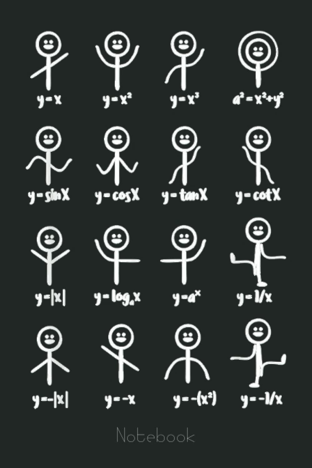 Funny Math Stick Figures Doing Functions Graph Notebook: Graph Paper Notebook, Grid Paper for Math and Science Students, Quad Ruled 4x4 (110 Pages, 6x9)