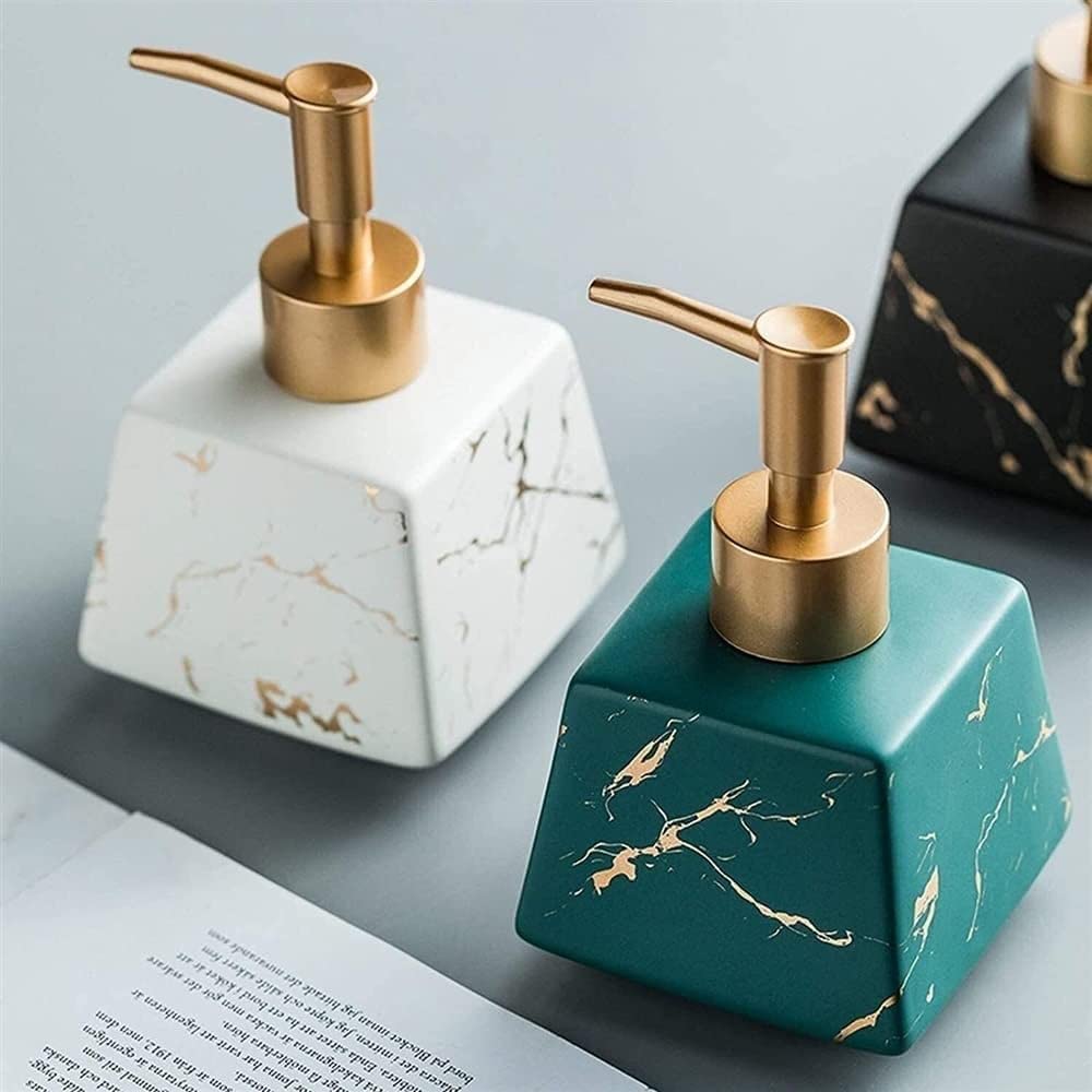 Dispenser di sapone alla moda in ceramica, dispenser per lozioni da bancone, bottiglia per lozione da bagno ricaricabile per sapone da doccia, dispenser di sapone di alta qualità, verde, 260