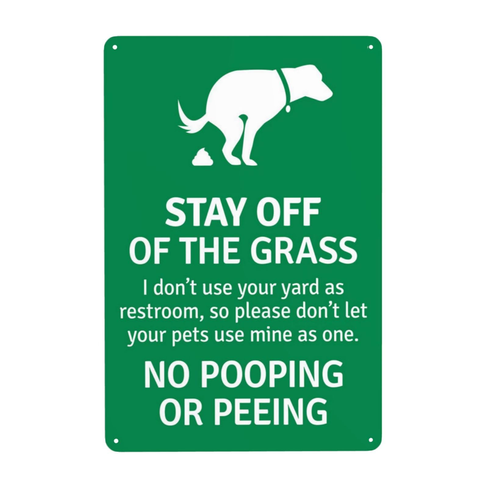 Vintage Metal Tin Sign, Stay Off Grass Respect Neighbor Yard Wall Decor, 8x12 Inch