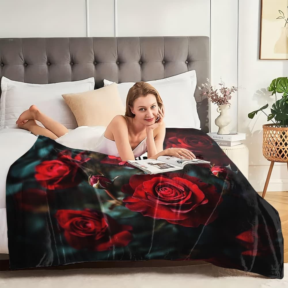 Genérico Sherpa XXL 180x220cm Romans miłość różowe rośliny puszyste flanelowe miękkie ciepłe i lekkie można prać w pralce czerwone wełniane koce sofa koc dla dzieci i dorosłych