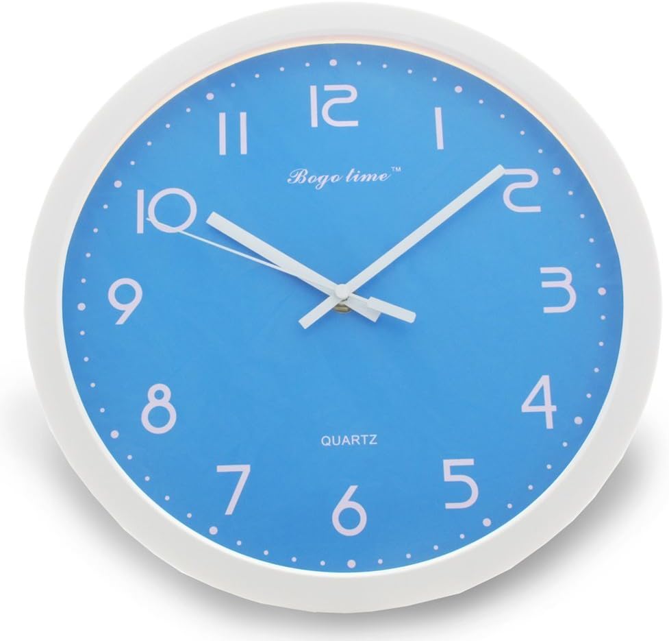 Kids Basic Color Round 10-inch Non Ticking Wall Clock - Sky Blue