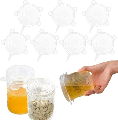 7 Piezas Tapas Silicona Ajustables Cocina 8.5cm Tapas de Silicona Elasticas Cocina Tapa Microondas Libre BPA Protector Horno Silicona para Lavavajillas Compatibles con Todo Tipo de Recipientes