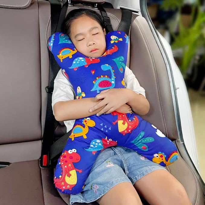 X-Shaped Car Travel Pillow for Cars Seat Kids Adults Head and Body Support Pillow Cartoon Neck Pillows Soft Long-Distance Travel Car Sleeping Seat Belt Pillows Breathable Cars Aircraft Travel Cushion image 5