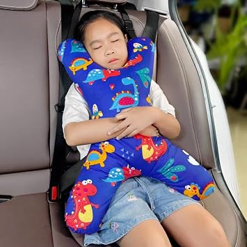 X-Shaped Car Travel Pillow for Cars Seat Kids Adults Head and Body Support Pillow Cartoon Neck Pillows Soft Long-Distance Travel Car Sleeping Seat Belt Pillows Breathable Cars Aircraft Travel Cushion