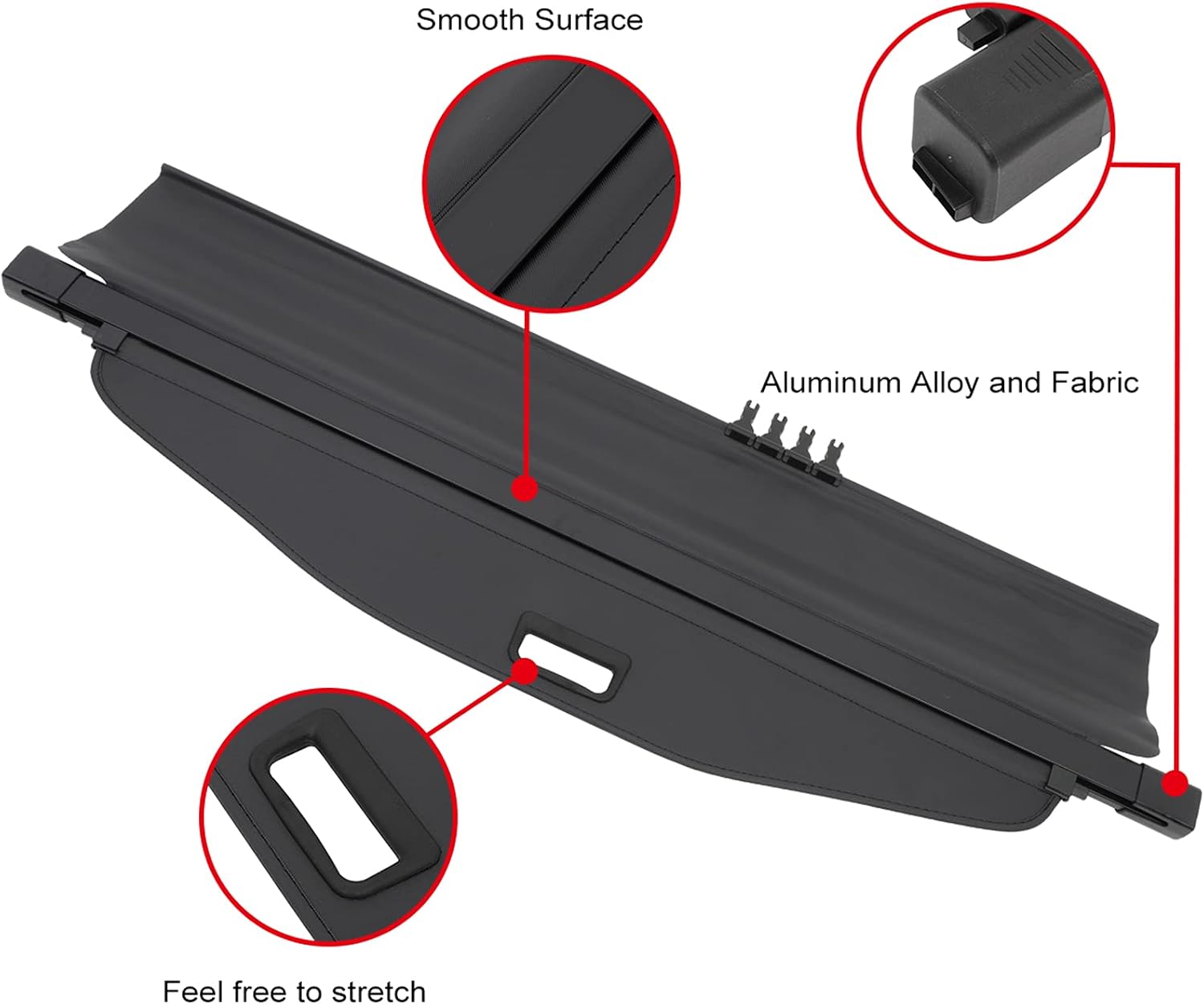 Retractable Rear Trunk Cargo Cover Compatible with 2010-2017 for Chevrolet for Equinox 2.4L, 2010-2017 for GMC for Terrain 2.4L, 2013-2017 for GMC for Terrain 3.6L Rear Trunk Security Cover Shade