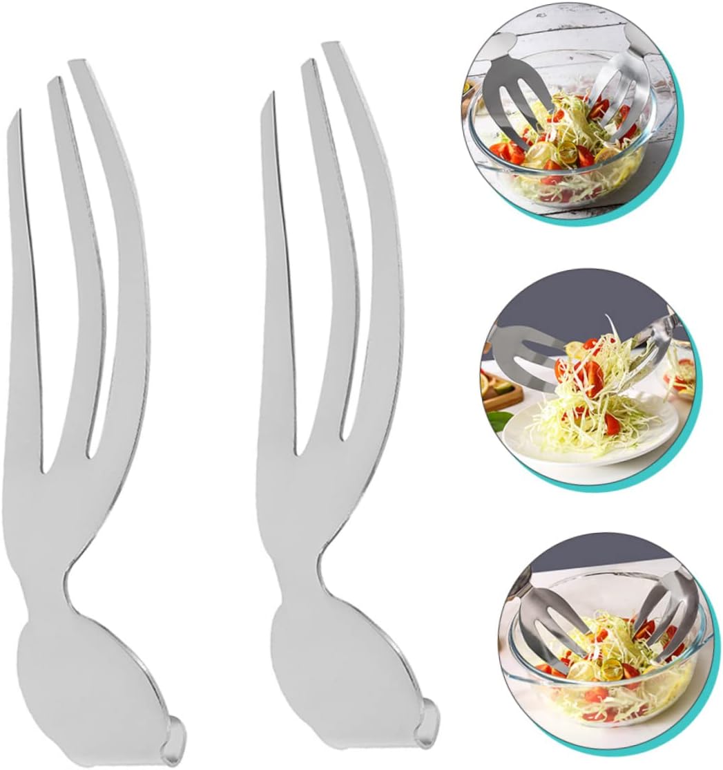 2pcs Stainless Steel Salad Hands Fork for Kitchen Camping