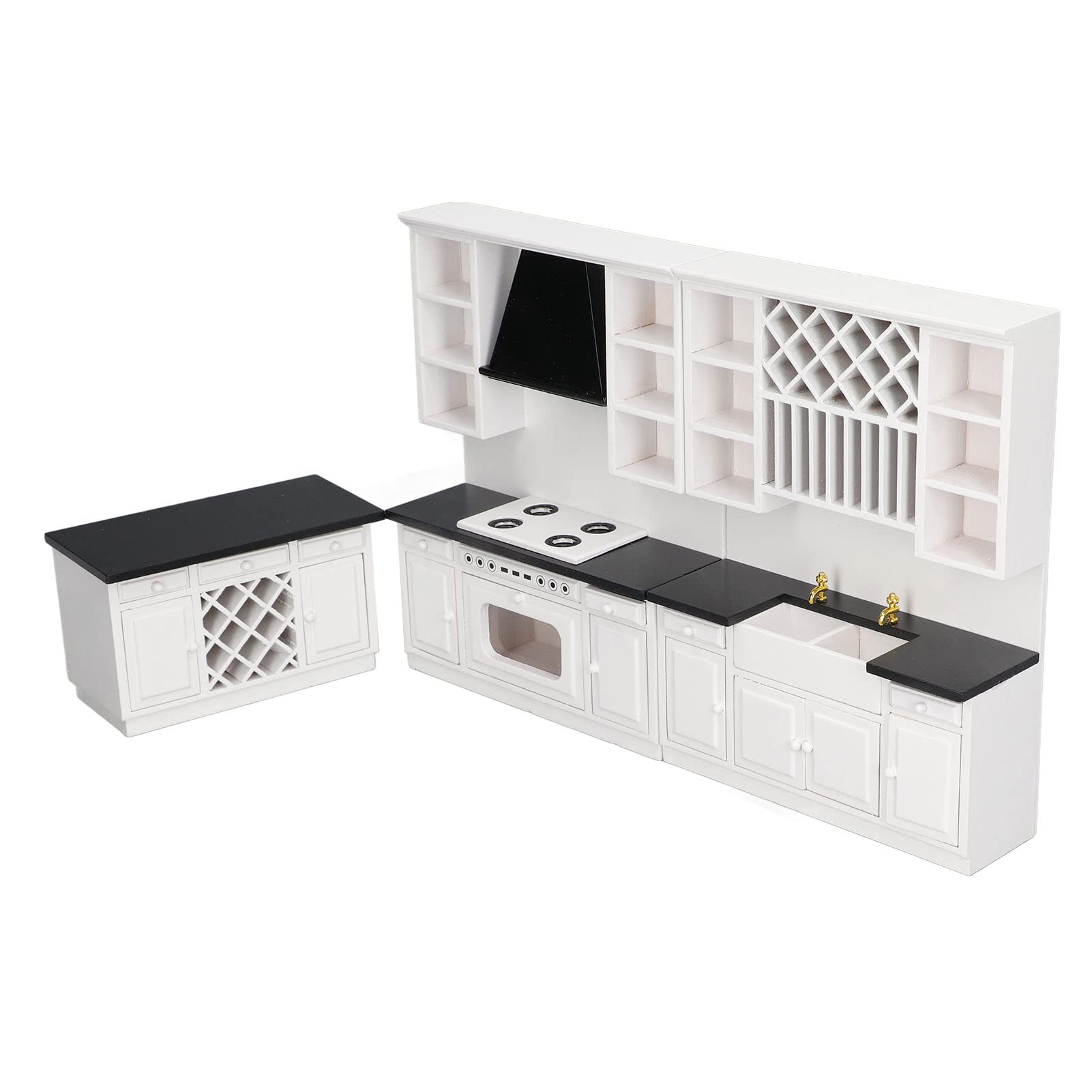 Schimer Set di Armadietti da Cucina per Casa delle Bambole Eleganti