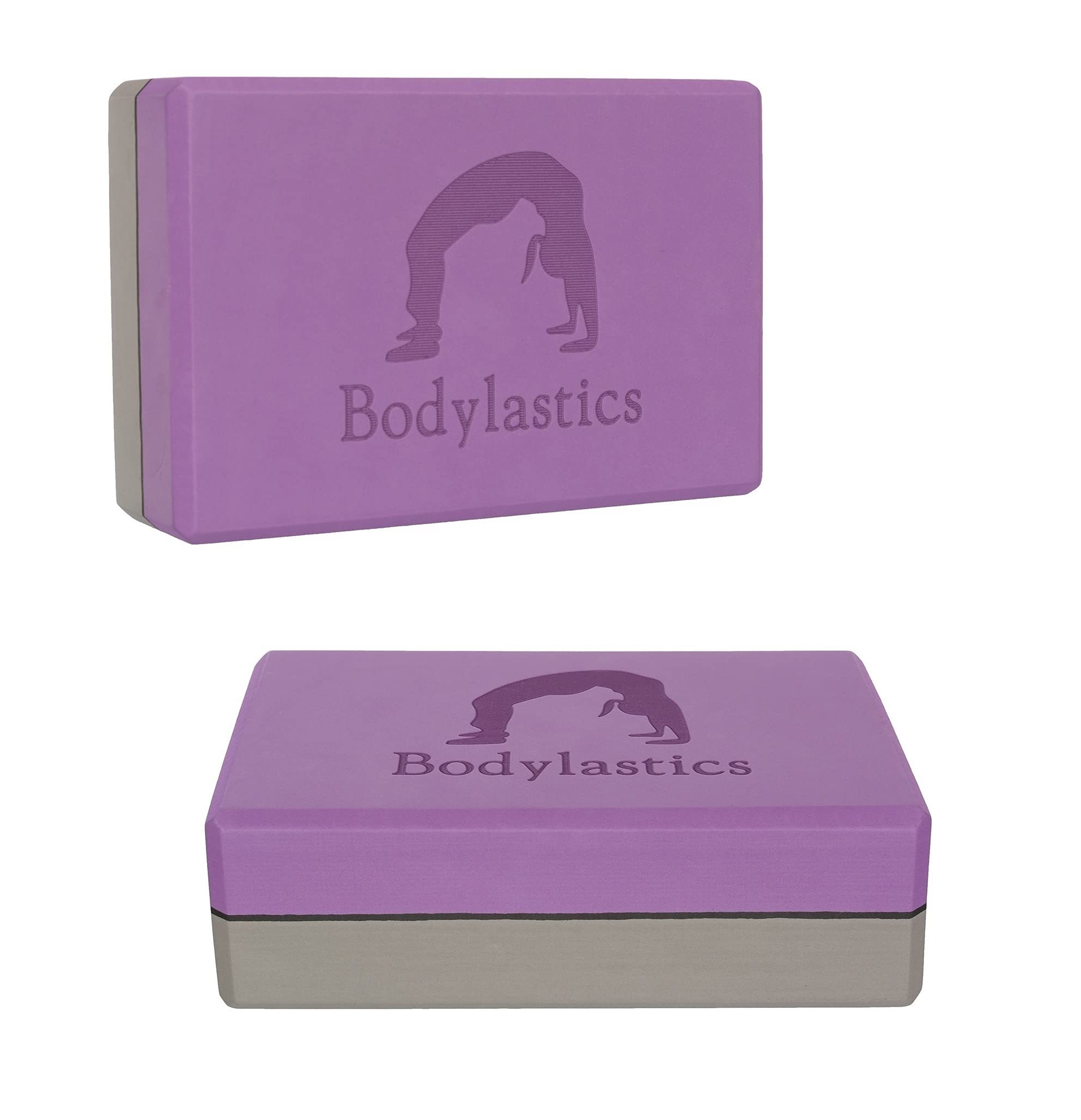 Bodylastics Yoga Blocks Set of 2 High Density EVA Foam Non-Slip Workout Bricks to Improve Poses Balance Flexibility Support Strength Training Exercise