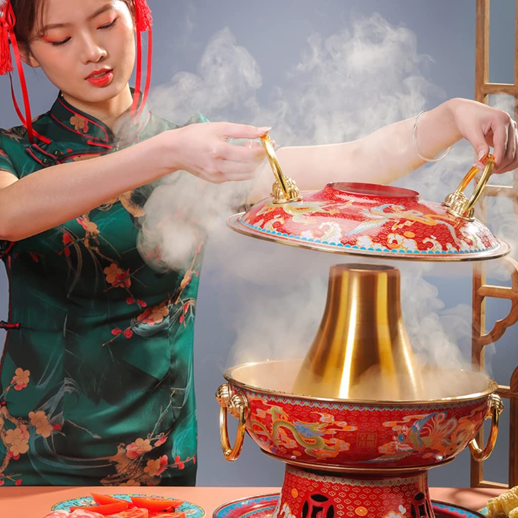 Amazon | 中華鍋 銅鍋純真鍮旧北京火鍋純木炭鍋昔ながらの銅鍋消費者