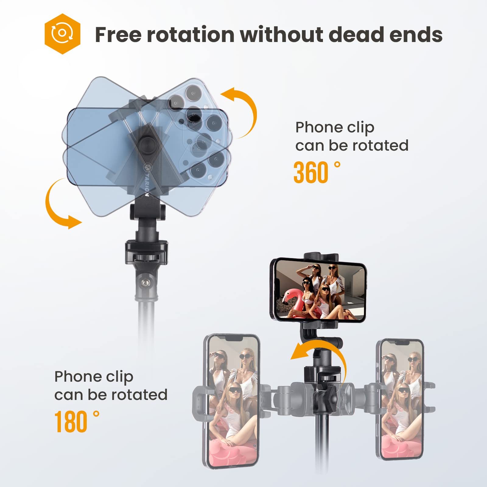 TARION Statyw do telefonu komórkowego, kijek do selfie, statyw z pilotem zdalnego sterowania Bluetooth, obracany o 360°, uchwyt na telefon komórkowy, uchwyt na telefon komórkowy, do aparatu iPhone