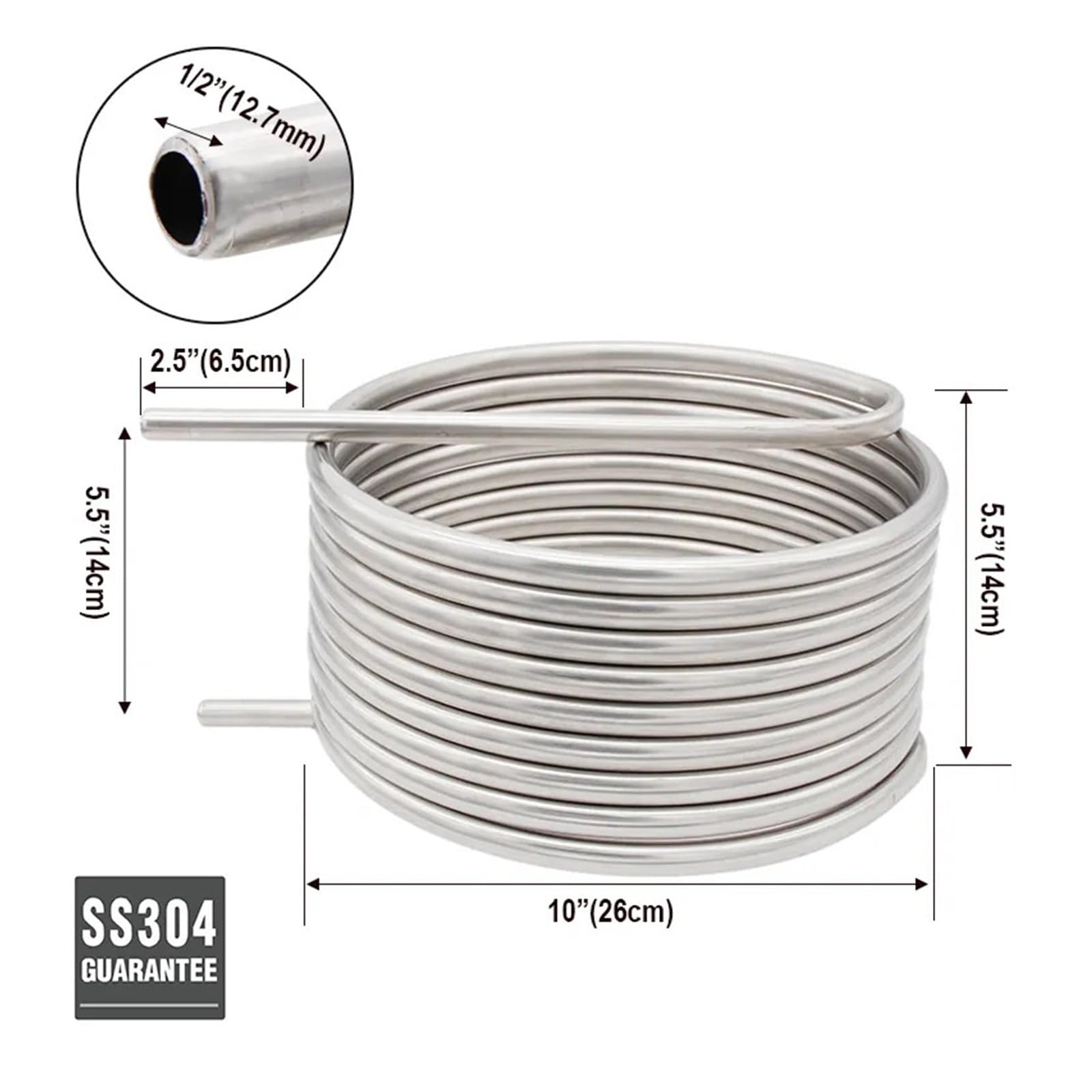 Scambiatore di calore, Di Ammostamento A Ricircolo Di Scambio Termico Da 1,5" 25 Piedi (HERMS) Bobina Da 10"/12" Diametro 1/2" Tubo Con Diametro Esterno Refriratore For Mosto Di Birra Fatto In Casa pe