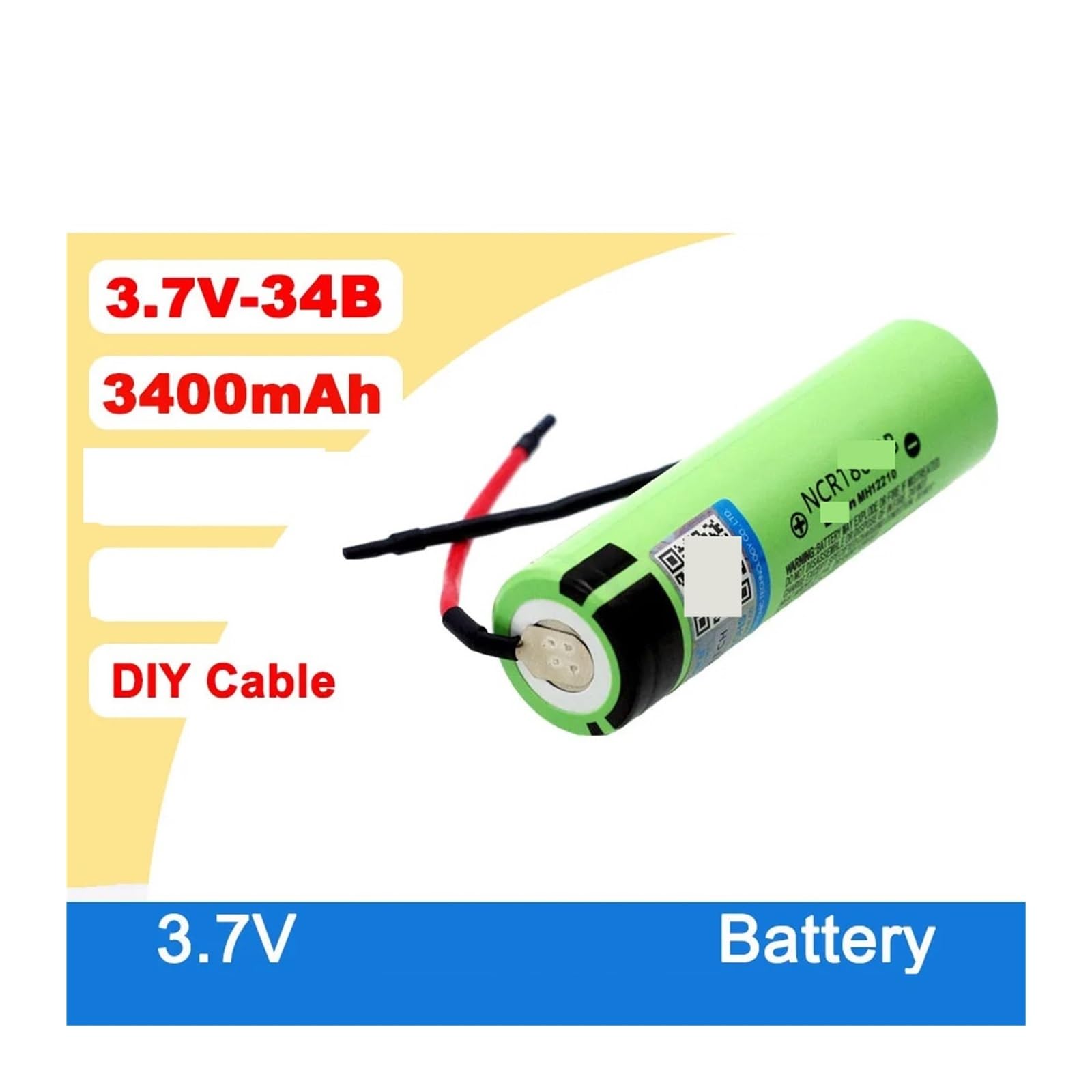 Batteria ricaricabile da 3,7 V 3400 mAh, con cavo di gel di silice for saldatura fai-da-te(5PCS battery)