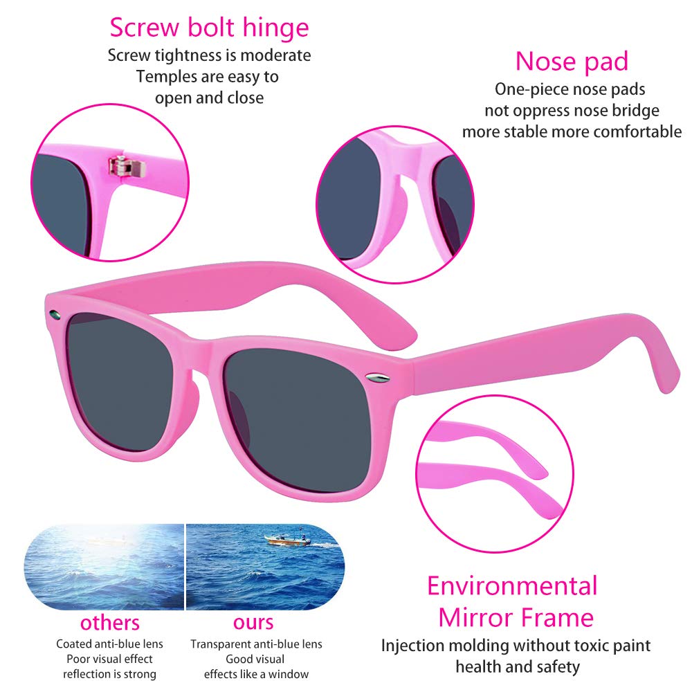 ALWAYSUV Dziecięce polaryzacyjne okulary przeciwsłoneczne z ochroną przed promieniowaniem UV, modne, wygodne okulary przeciwsłoneczne dla chłopców i dziewczynek, w wieku 3-10 lat