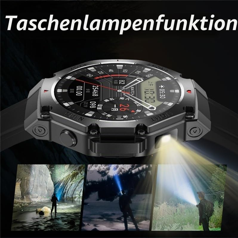 Sekoda GPS Sports Smartwatch Herren Fitnessuhr - 1.53 Touchscreen, Luftdruck, Telefonfunktion, Schlaf & Herzfrequenz Monitor, Schrittzähler