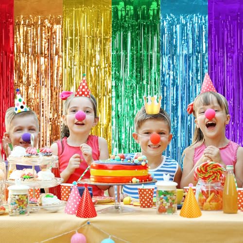 Image of TONIFUL 2Pcs Rainbow Door Streamers,Party Photo Booth Backdrop Metallic Streamers Rainbow Foil Fringe Curtains for Halloween Birthday,New Year,Bachelorette,Graduation Party Streamers Decoration