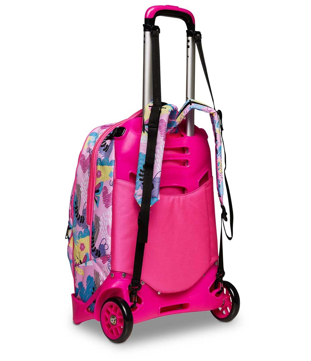 Zaino Scuola Con Carrello Sganciabile A 2 Ruote - Trolley Jack 2WD - SJ GANG - CLACK IT GIRL - 3 in 1 - Triplo Uso - Con Tasca Portaborraccia - Per Bambina - Azzurro