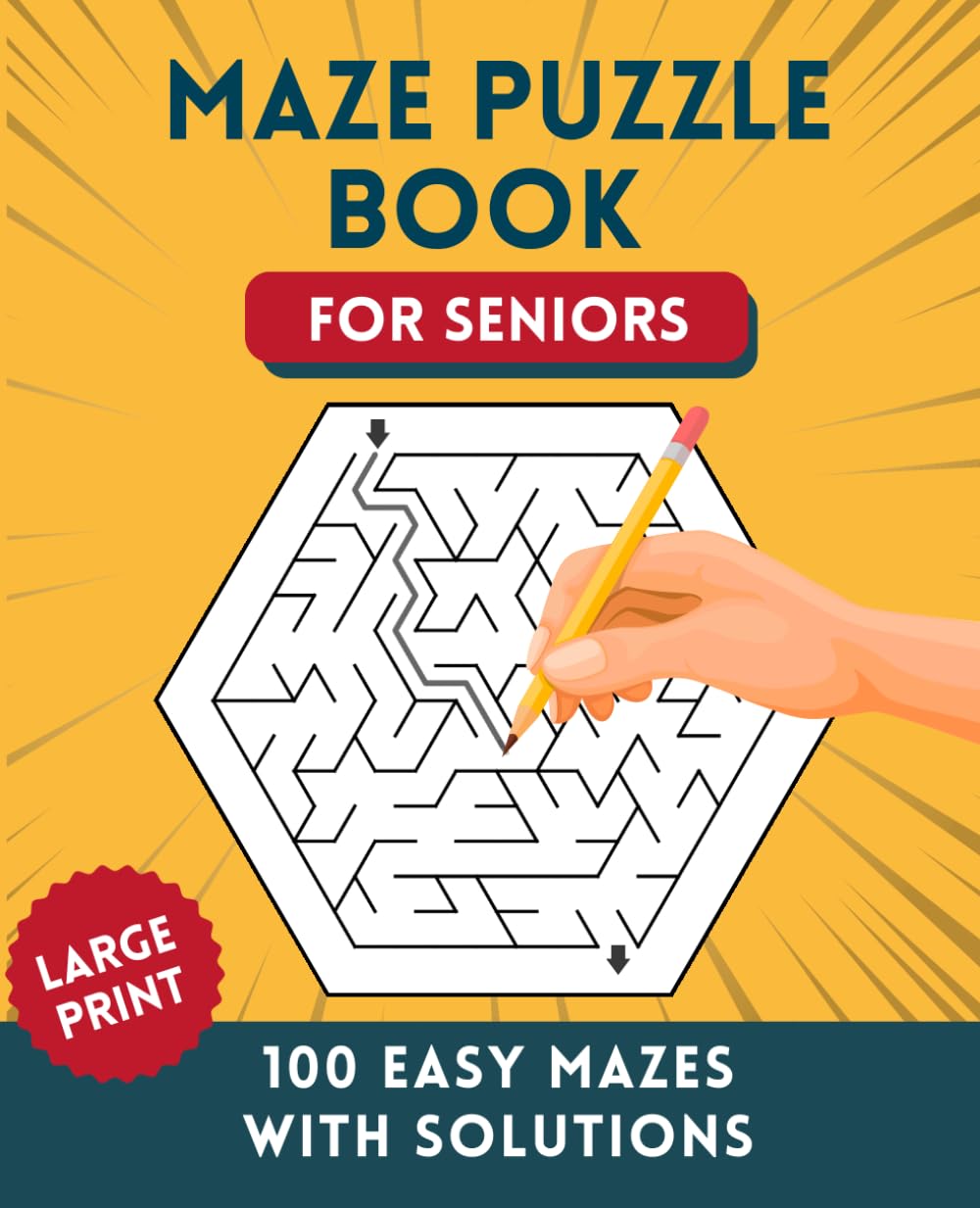 Easy Maze Puzzle Book for Seniors: 100 Large Print Mazes with Solutions for Seniors with Dementia