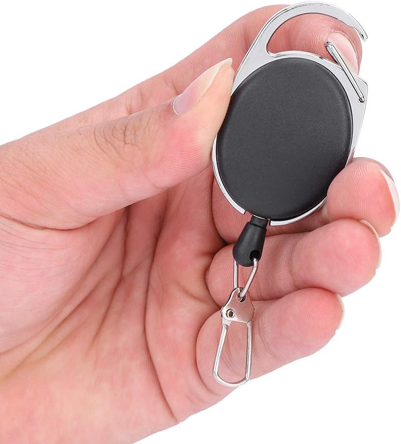 Retractable Keychain, Anti-Theft Reel with Locking Carabiner, Extends up to 1 Meter, for Keys, Badges and Outdoor Use