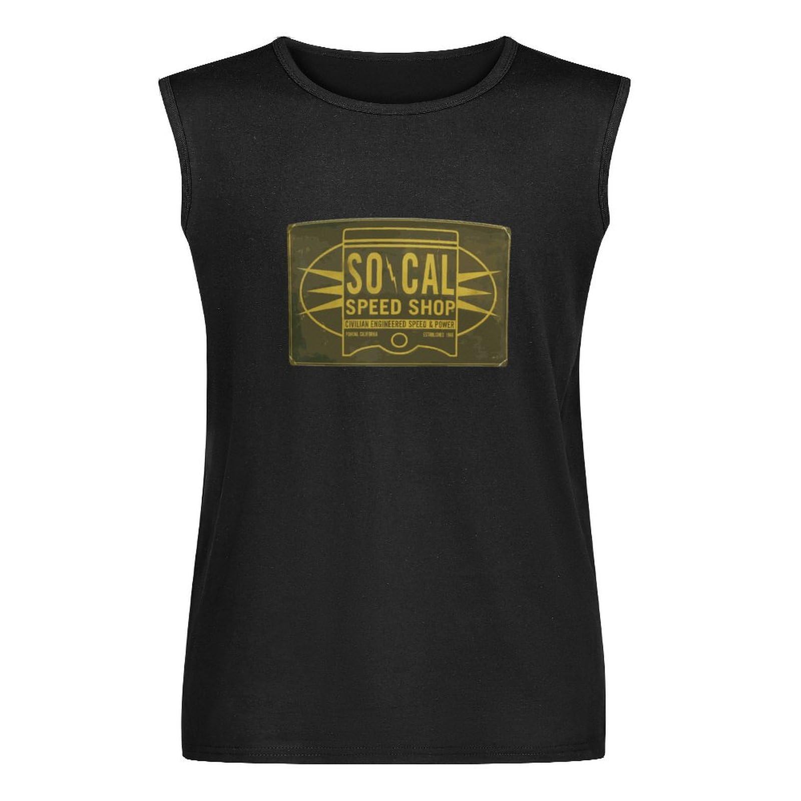 So Cal Speed Shop California Hotrod Racing Vintage Car Piston Unisex Sleeveless T-Shirt Vests Top Black Mens Tank Tee 3XL