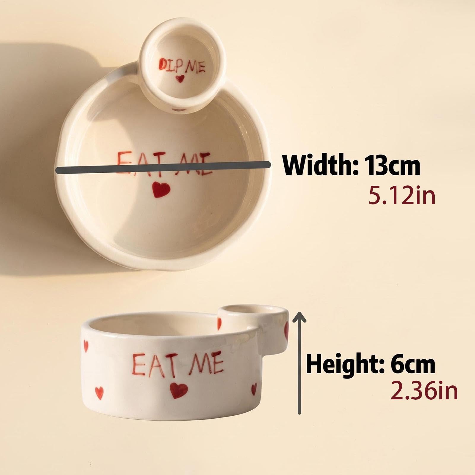separatore per salsa, doppio scomparto in ceramica, di servizio per patatine, separato per la colazione di , festa, scuola, pranzo, picnic, ufficio, cena,