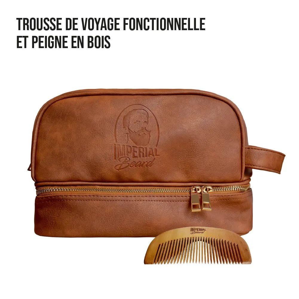IMPERIAL BEARD - Kit Barbe Homme - 1 Peigne + 1 Shampooing Volume + 3 Soins - Cadeau Homme - Fabrication Française