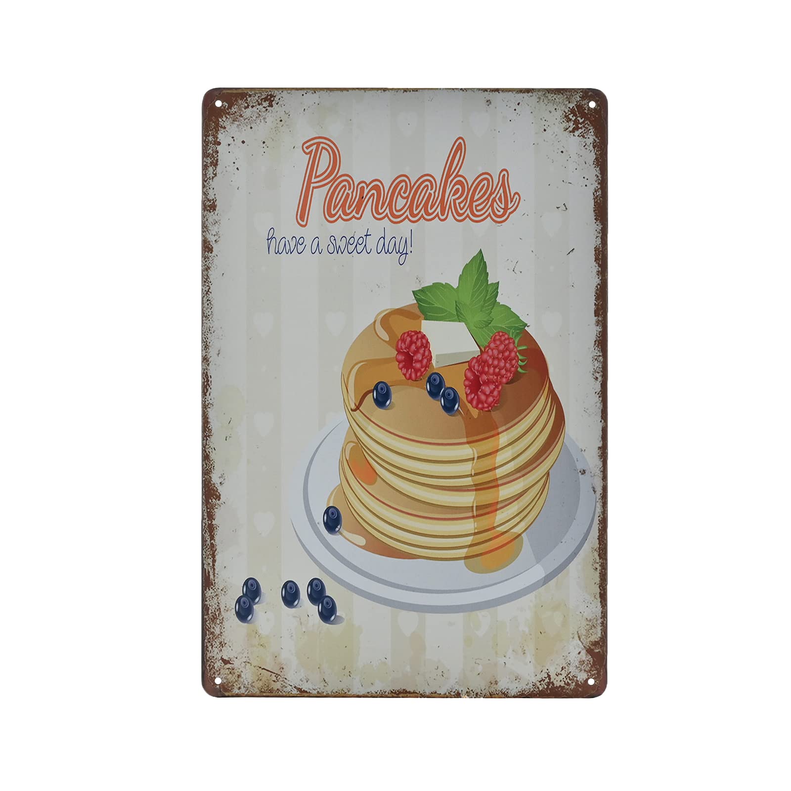 SMAZDFXX Vintage Metal Sign - Pancakes Fast Food Shop Retro Tin Decorative Sign Wall Decor Metal Plate 12"x16"