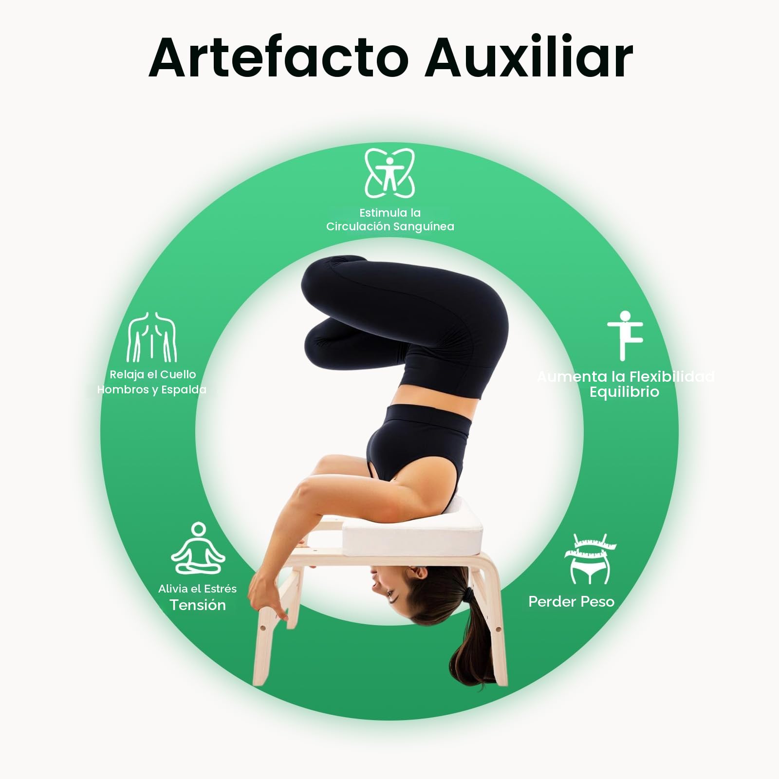Taburete de Yoga con Soporte para la Cabeza, Taburete de Yoga, Silla de Entrenamiento para Casa y Gimnasio
