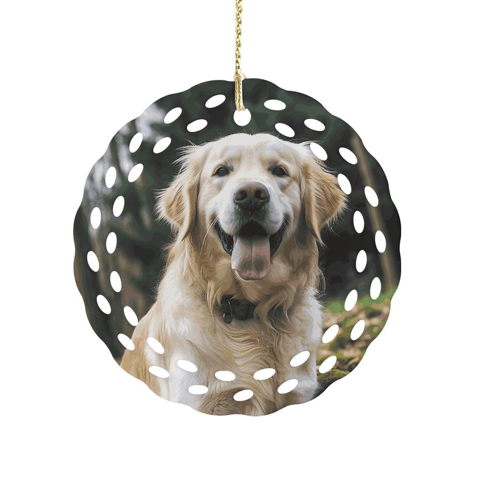 Fekiloot Women's Style Funny Golden Retriever Ceramic Ornaments 3 Inch Round,Holiday Keepsake For ,Girls,Pet Owners,Hanging Ornament Gifts Idea For Home