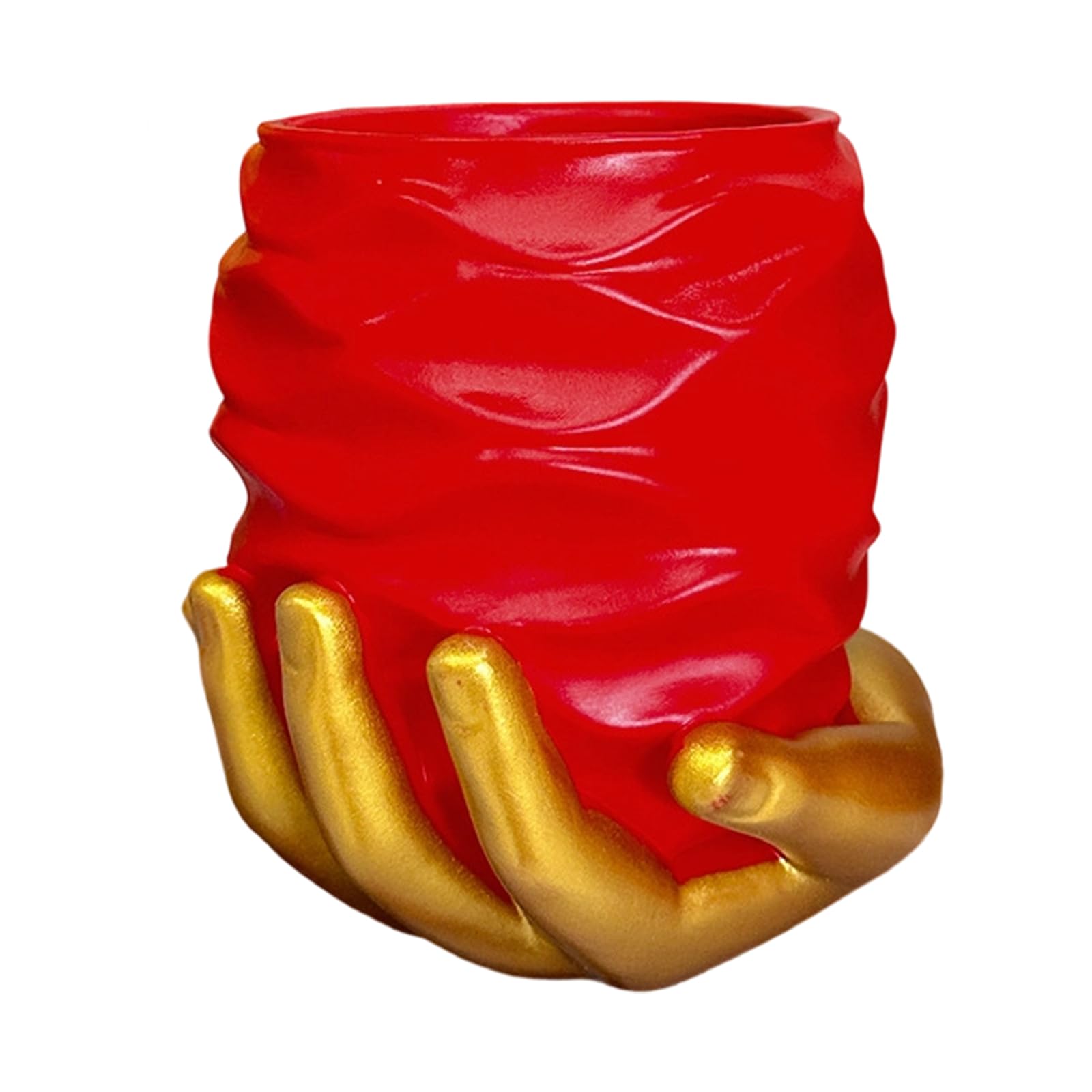 LUCKGONI Unique Hand Holding Heart Shaped Pen Holder for Desk Organizers with Large Capacity and Stable Base Resin Pen Bucket