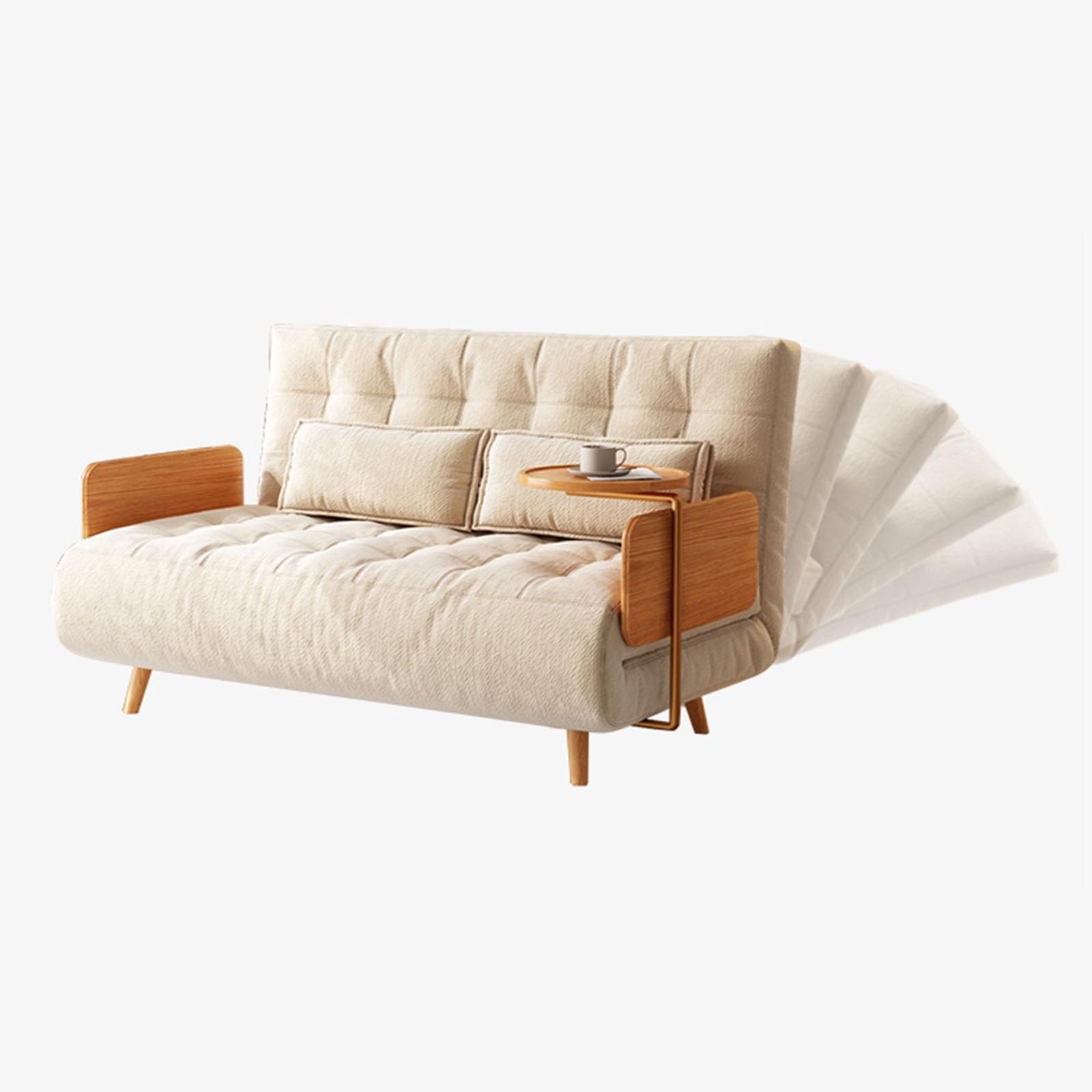 Amazon｜折りたたみ式木製ソファベッド、トレイと調節可能な背もたれ