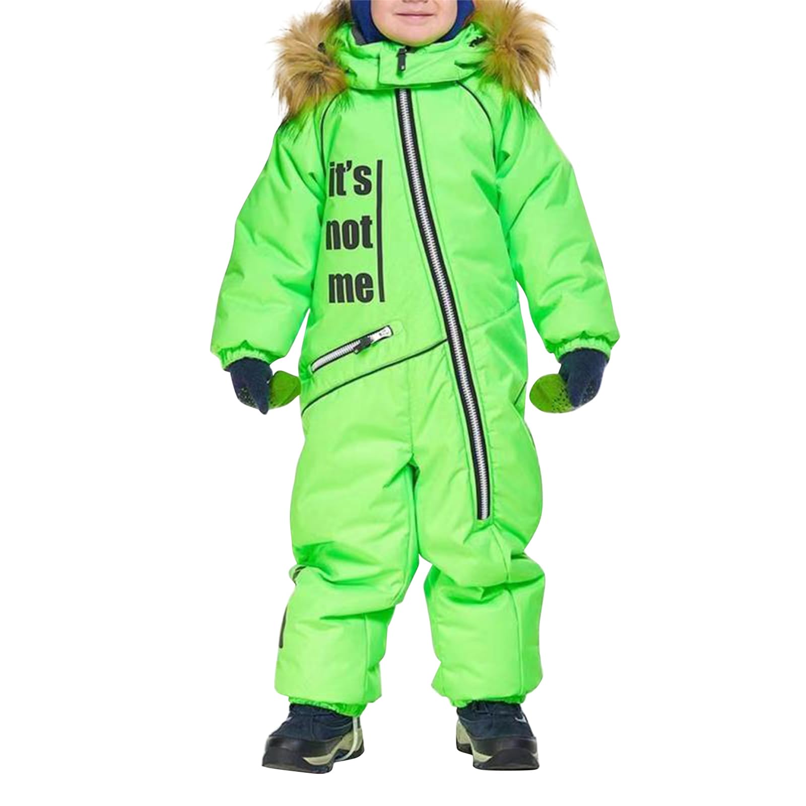Tute da Neve Bambino e Ragazzi, Tuta da Neve di un Pezzo Bambini Invernale Outdoor Antivento,Tute da Sci Bambine e Ragazze, Apertura con Cerniera, Calda, Impermeabile e Traspirante, con Cappuccio
