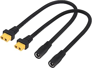 AAOTOKK DC5.5x2.1mm to XT60 Charging Cable XT60 Female Bullet Connector to DC5.5X 2.1mm Female Jack Adapter Cable for TS100 Soldering Iron,FPV Monitor Power,Drone Power Cord.(DC 2.1mm-F/30cm-2Pack)