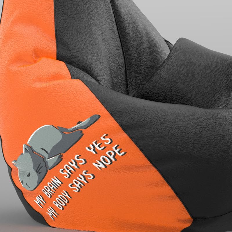Image of Biggie Bean Bag with Beans Filled XXXXL Bean Bag with Free Cushion and Footrest - Official : PrintZen Combo (Matching Color : Printed, My Brain Says Yes-Black)